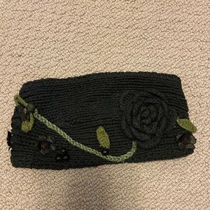 Blue Floral Knit Headband